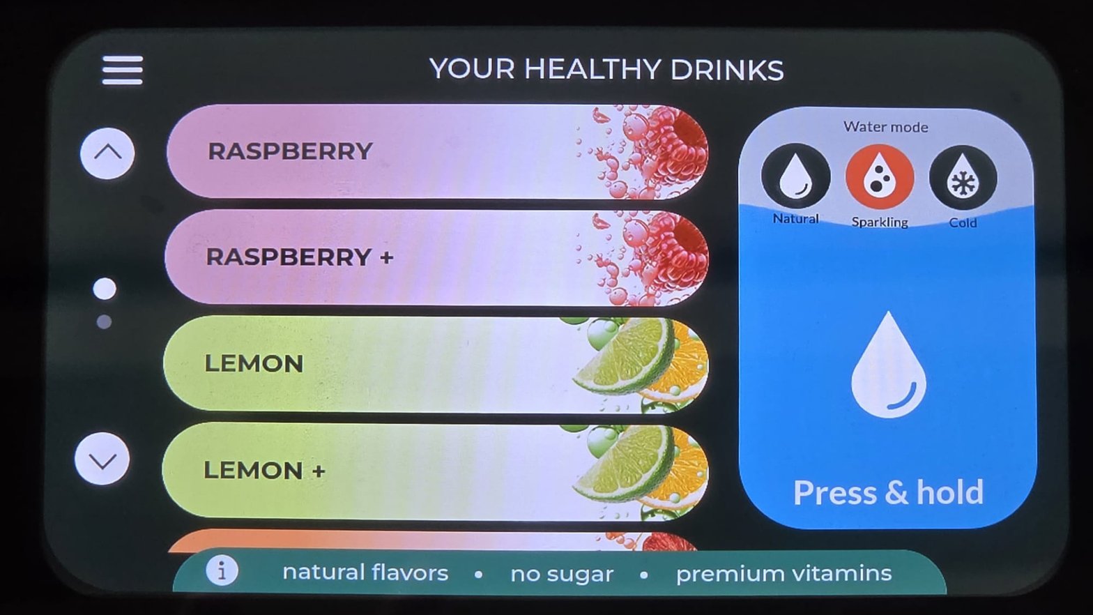 H2YO touchscreen , smaken kiezen
